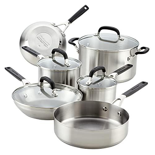 KitchenAid Brushed Stainless Set - cookware for induction hob