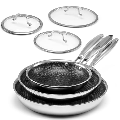 USELUCK Non Stick Frying Pans with Lid,8/10/12 inch Skillet Set,Update Coating.Compatible with All Cooktops,Oven Safe,Dishwasher Safe,PFAS-Free.
