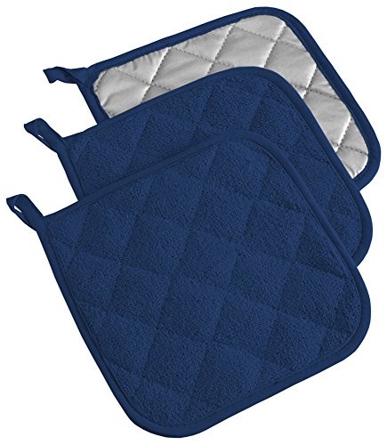 DII Basic Terry Collection Quilted 100% Cotton, Potholder, Nautical Blue, ...