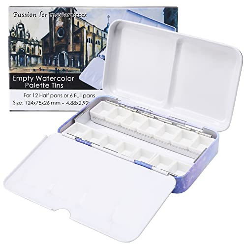 MYARTOOL Empty Watercolor Palette, Metal Watercolor Tins Box Palette Paint ...