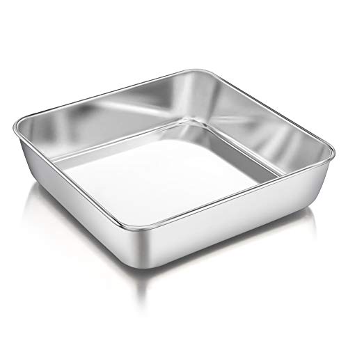 P&P CHEF Square Baking Cake Pans, Small Stainless Steel Lasagna ...
