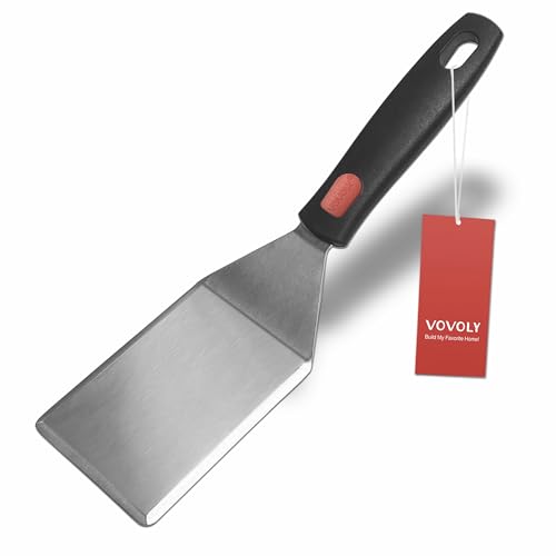 Small Spatula for Cast Iron Skillets, Full Tang silicone Handle, ...