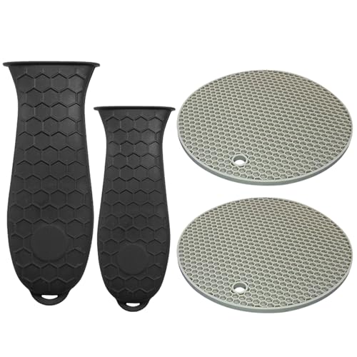 Silicone Handle Cover with Hot Pads for Kitchen - 2 ...