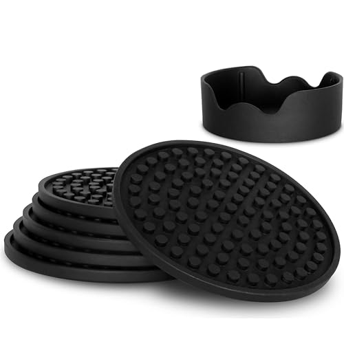 Barvivo Silicone Coasters with Holder Set of 8 - Cup ...
