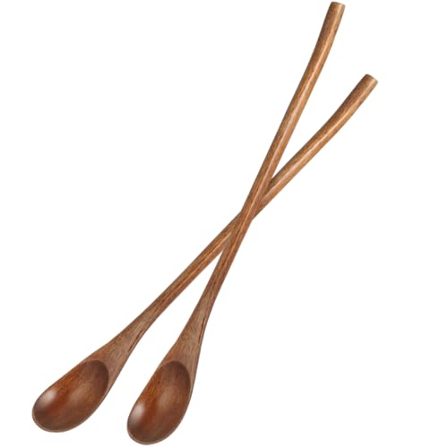 Cabilock 2PCS Long Wooden Spoon for Eating Mixing Stirring Long ...