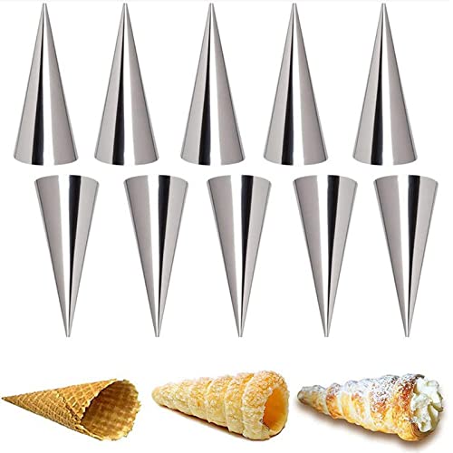Joyeee 10 Pieces Pastry Cream Horn Molds, Stainless Steel Cannoli ...