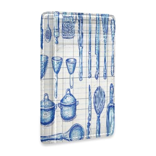 CZXW Cookware Tableware Pattern Card Holder Slim Front Pocket Wallet Minimalist RFID Blocking Credit Card Case for Women Men