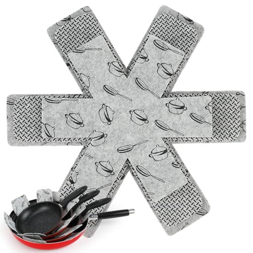 BOYAN Pot and Pan Protectors for Stacking, Set of 6 & 3 Sizes, Felt Pan Separators Dividers Pads for Space Saving, Pot Protectors for Stacking and Protecting Your Cookware