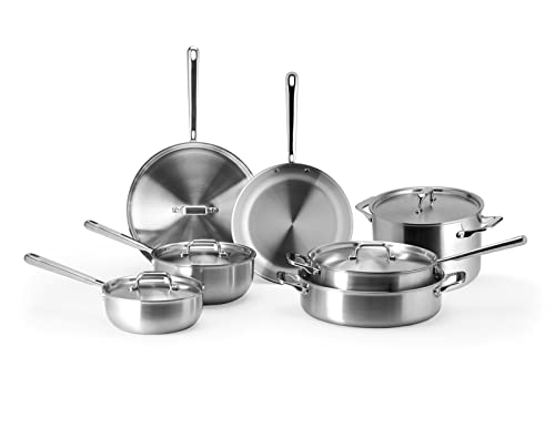 Misen 5-Ply Stainless Steel Cookware Set - Versatile, Dishwasher Safe - 12-Piece Set - 10