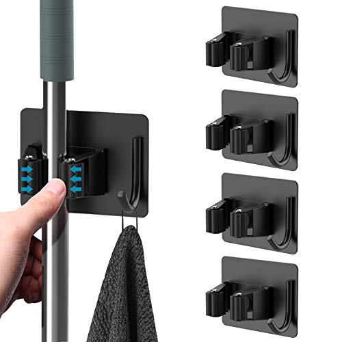 homeasy Mop Broom Holder No Drill, Mop Broom Organizer Wall ...