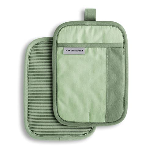 KitchenAid Beacon Two-Tone Non-Slip Pot Holder Set, Pistachio/Graphite Green, 7
