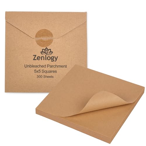 Zenlogy 5x5 Small Parchment Squares (300 sheets) - Unbleached, Non-stick, ...