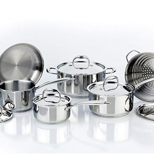 Meyer Accolade Stainless Steel Cookware Set, 11-Piece, Made in Canada, Silver