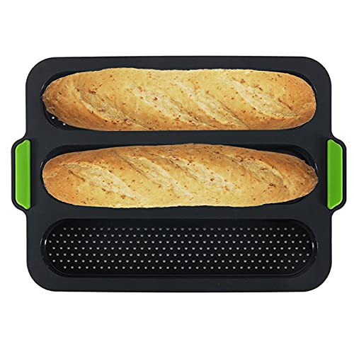 iPstyle Silicone Baguette Pan Non-stick French Bread Baking Mould, 3 ...