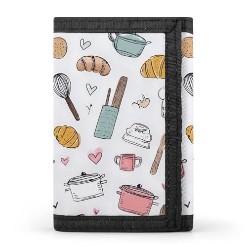 Kitchen Cookware Cooking Slim Trifold Wallet with ID Window And Credit Card Holder Coin Pouch