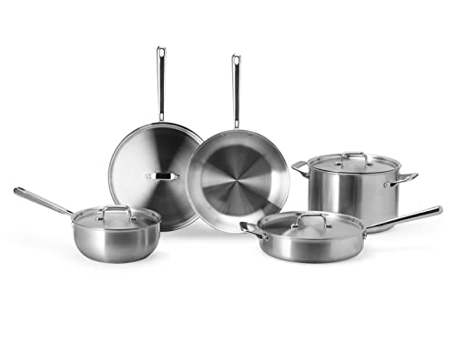 Misen 5-Ply Stainless Steel Cookware Set - Versatile, Dishwasher Safe - 9-Piece Set - 10