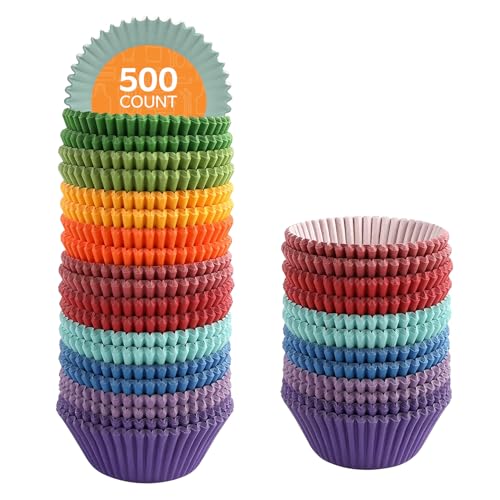 GUSTO [500 Count] Standard Colorful Cupcake Liners, Muffin Liners for ...