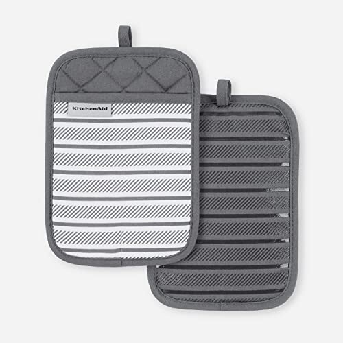 KitchenAid Albany Pot Holder 2-Pack Set, Charcoal Grey, 7