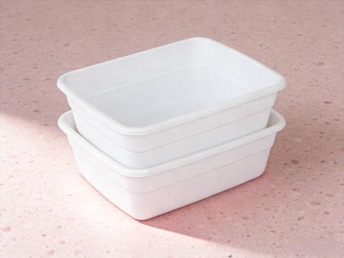 (2 Pack) White 8 Qt. Dishpan, Multi-Purpose Plastic Wash Tub, ...