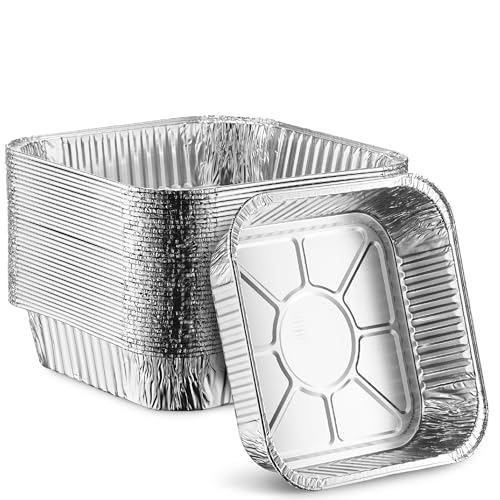 MontoPack 8” Disposable Aluminum Foil Square Baking Pans | 8 ...