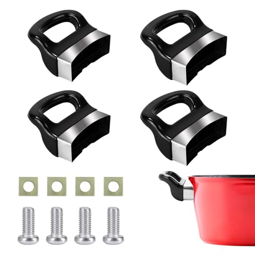 4 Pack Pot Handles Replacement, Universal Pan Handle for Pot Short Side, Bakelite Pan Ear Replacement for Home Kitchen Cookware, Black Pressure Cooker Accessories for Short Side (Black; 4Pcs)