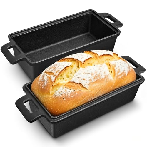 Bachdomc Cast Iron Loaf Pan With Lid, 9×5 in – 2‑in‑1 Heavy‑Duty ...