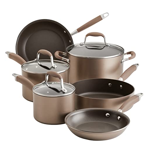 Anolon Advanced Home Hard Anodized Nonstick Cookware/Pots and Pans Set, 9 Piece - Bronze