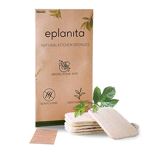 eplanita Natural Dishwashing Sponges (Pack of 6), Kitchen Eco Scrub ...