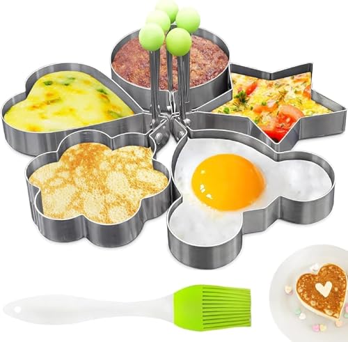 5 Pcs Pancake Molds for Griddle – Stainless Steel Heart ...