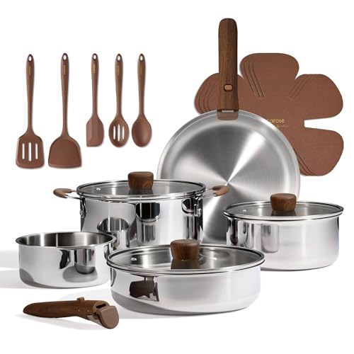CAROTE 19pcs Stainless Steel Cookware Set