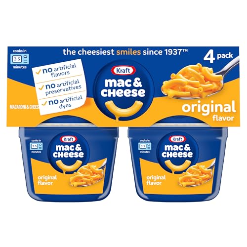 Kraft Mac and Cheese, 4 Cups, for Easy Dinner or Dinner Sides, Original Flavor, No Artificial Flavors, Preservatives or Dyes, 2.05 oz