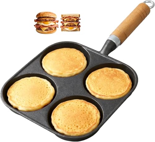 Komost Cast Iron Egg Omelette Frying Pan Small 4 Hole, ...