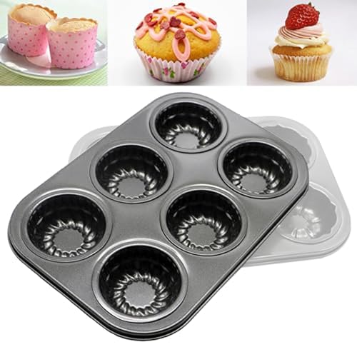 UGpine 6-Cavity-Cup Mini Cake Mould, Cute DIY Cake Baking Pan, ...
