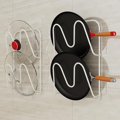 MZTOOL 2 Pack Pot-Lid-Holder, 4-Tier Pot-Lid-Organizer for Cabinet Door/Wall, No ...