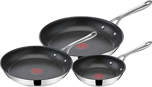 Jamie Oliver by Tefal Cooks Direct, Stainless Steel Non-Stick Frying Pan 3 Pcs Set (20/24/28cm) (8/9/11 Inches) with Induction