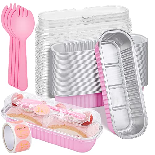 ylnurac 25Pack Pink Mini Cake Pans with Lids Mini Loaf ...