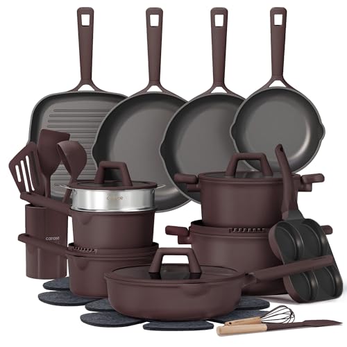 CAROTE 31PCS Pots and Pans Set, Nonstick Cookware Set Kitchen Non Stick Induction Titanium Cookware Non-toxic Granite Cooking set, PFOA Free
