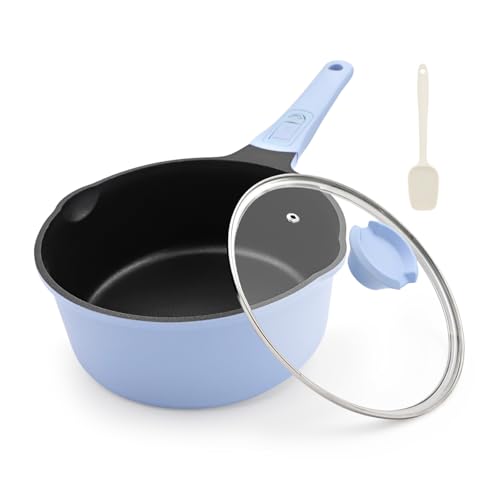 Bobikuke 2 Quart Saucepan with Lid, Nonstick Sauce Pan Small ...