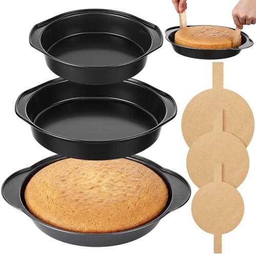 Purpeak 10/8/6 Inches Round Cake Pan with Handle, 3 Set ...