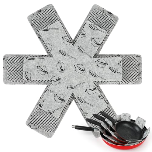 BYKITCHEN Pot and Pan Protectors for Stacking, Set of 9 & 3 Sizes, Felt Pan Separators Dividers Pads for Space Saving, Pot Protectors for Stacking and Protecting Your Cookware