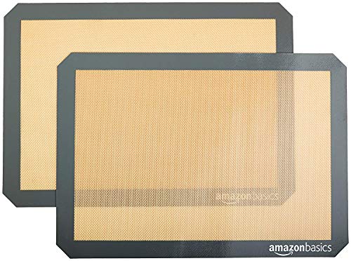 Amazon Basics Silicone Rectangular Baking Mat, Non-Stick, Reusable, Dishwasher Safe, ...