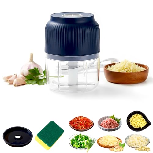 300ml Capacity Electric Garlic Chopper, Mini Portable Veggie Cutter, 4 ...