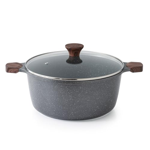 SENSARTE Nonstick Stock Pot with Lid, 7 Qt Induction