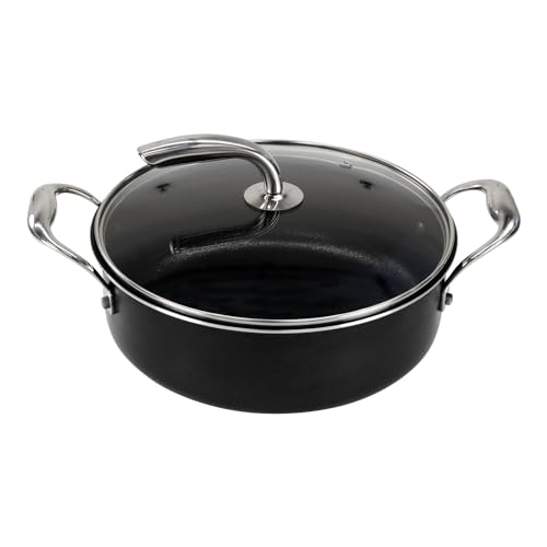 Vasconia Urban 3.5-Quart Casserole With Lid for Most Stovetops - Heat Resistant up to 475°F Aluminum Cooking Pots With Lids - Mexican Casserole Cookware for Lasagna, Pot Roast, Soup, and Sauce (Black)
