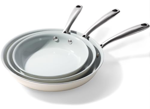 Cookersway Set di padelle in ceramica antiaderente Set di padelle in ceramica da 20, 24 e 28 cm – Compatibili con induzione – Senza PTFE, PFOA e PFAS