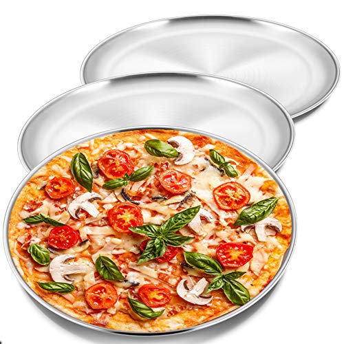 P&P CHEF 12 Inch Pizza Pan, 3 Pieces Stainless Steel ...