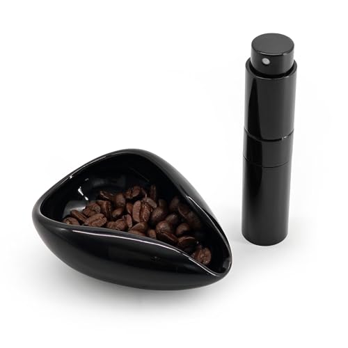 Ceramic Coffee Bean Dosing Cup and Spray Bottle Set, Espresso Bean Measuring Cup with Anti-Static RDT Sprayer Kit for Home Barista and Coffee Lovers
