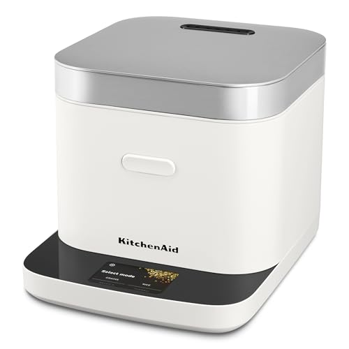 KitchenAid Compact 8 Cup Grain and Rice Cooker with Automatic Sensing and Integrated Scale, KGC2154, Porcelain White