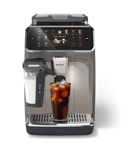 Philips 5500 Series Fully Automatic Espresso Machine, LatteGo Milk System, Integrated Grinder, 20 Hot & Iced Coffee Pre-Sets, Quick Start, SilentBrew, 15-Bar Pressure, Black Chrome (EP5544/94)
