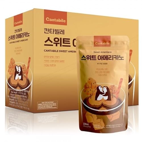 Cantabile Korean Convenience Store Pouch Drink Ready-to-Drink Refreshing Beverage Imported from Korea (Box of 10, Sweet Americano)